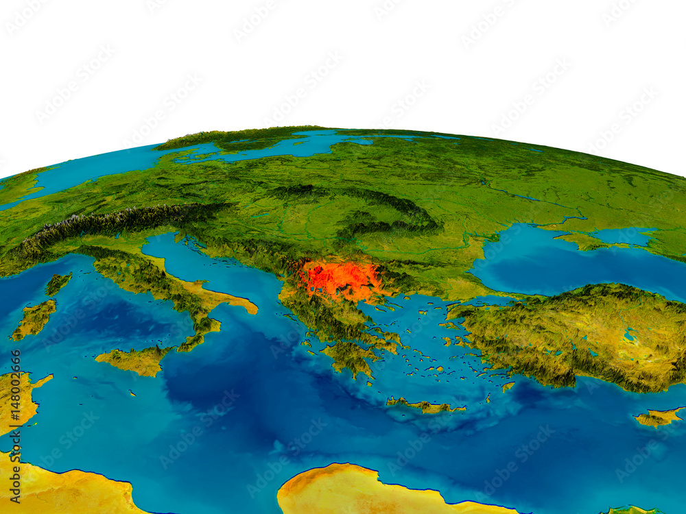 Macedonia on model of planet Earth