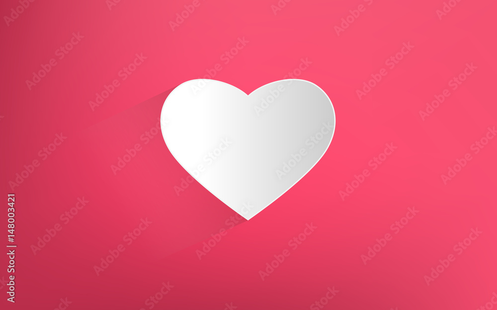 White heart icon vector on pink background