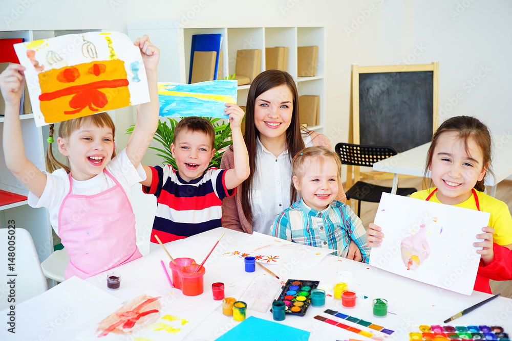 Fototapeta premium Art lesson in kindergarten