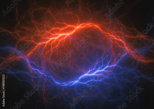 Fire and ice element, cool abstract lightning