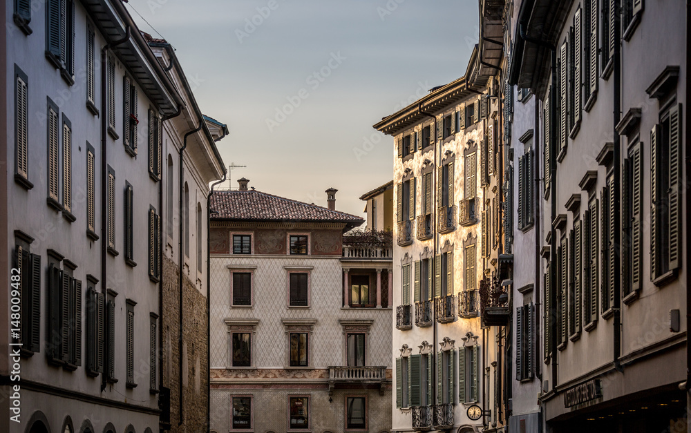 Evening street in Bergamo