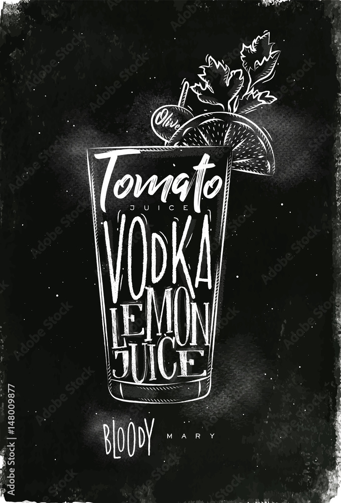 Bloody mary cocktail chalk
