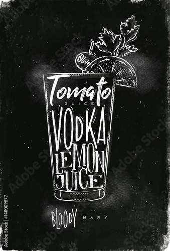 Obraz na płótnie Bloody mary cocktail chalk w salonie