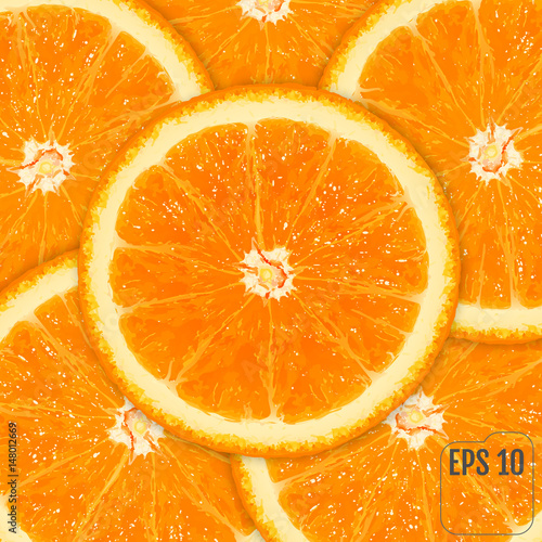Healthy food, background. Realistic Oranges. Orange. Vector