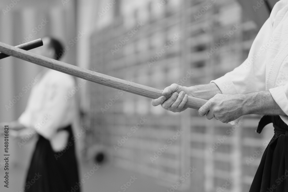 Φωτογραφία The moment of a training match in the martial art of aikido