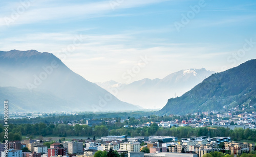 Bellinzona cityscape view and mountains