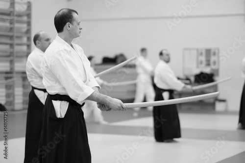 The development of movements with a katana sword in the martial art of aikido