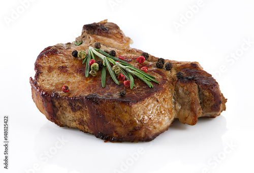 Grilled meat steak with spices