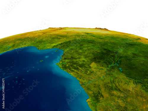Gabon on model of planet Earth