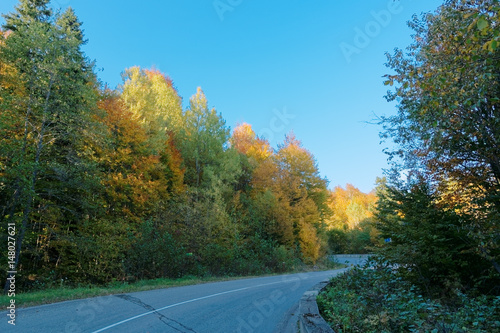 Mountain autumn winding road to the Lagonak Highlands
