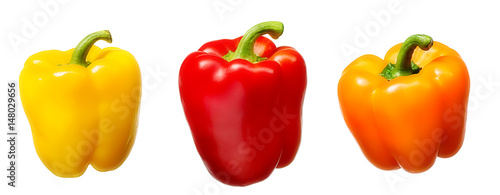 Quadro em tela Group of sweet pepper isolated on white background