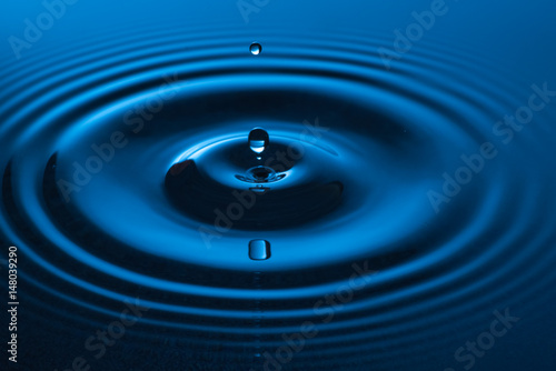  Water drop falling into water making a concentric circles 
