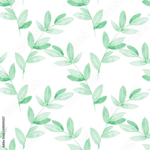 Floral seamless pattern. Watercolor leaves