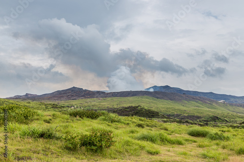 Mount Aso caldera, the active volcano, in middle of Kumamoto, Japan