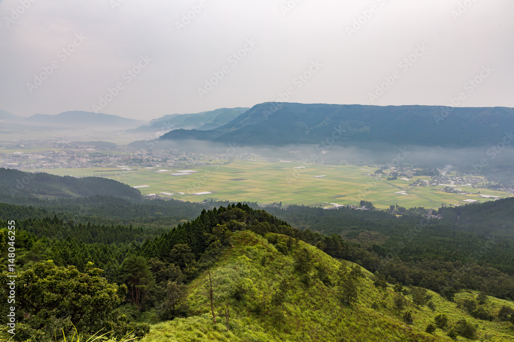 agriculture and Mount Aso Volcano in Kumamoto, Japan