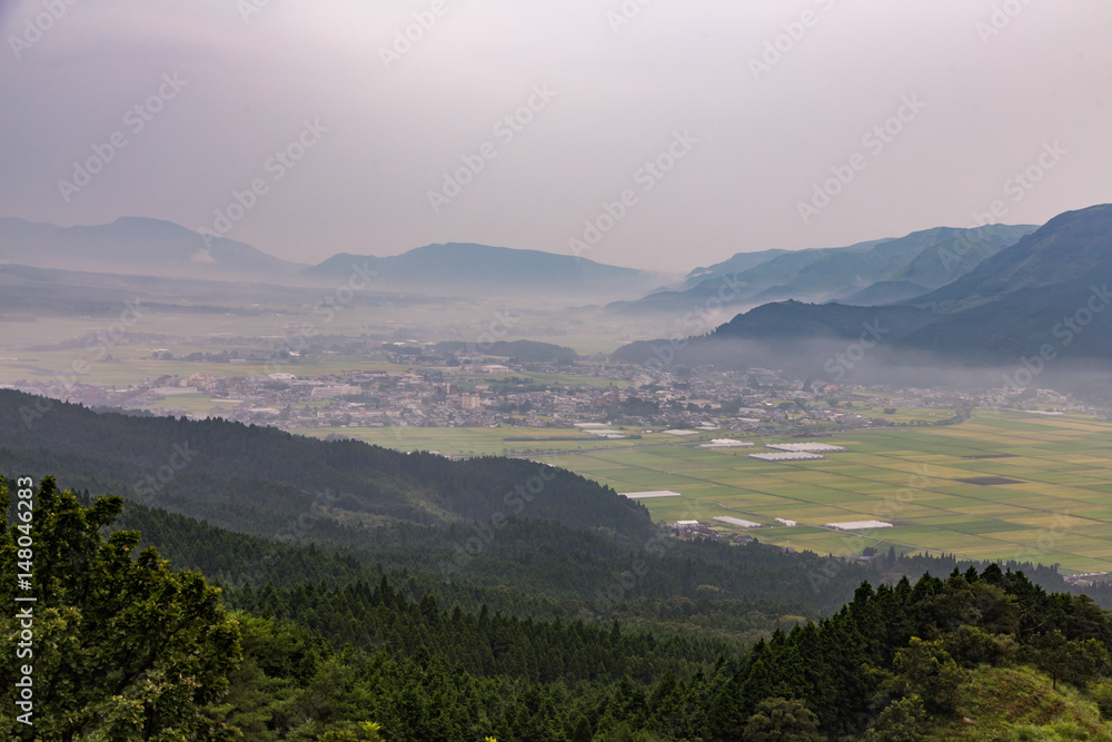 agriculture and Mount Aso Volcano in Kumamoto, Japan