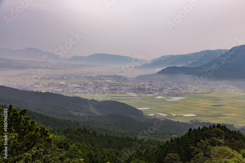 agriculture and Mount Aso Volcano in Kumamoto, Japan © kanonsky