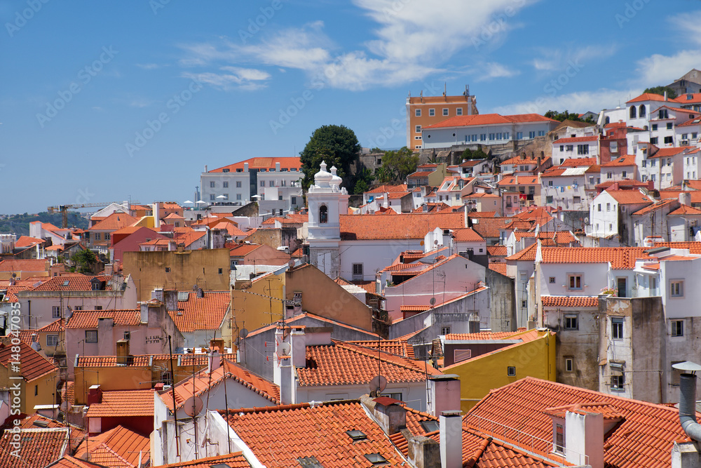 The view to Alfama from the high place. Lisbon. Portugal.