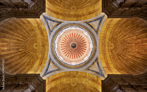 The cross-domed ceiling of Santa Engracia church (now National Pantheon). Lisbon. Portugal