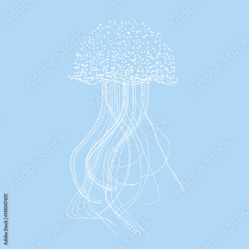 Concept abstract jellyfish vector illustration. Elegant dot-style pale color light image for marine inspired design