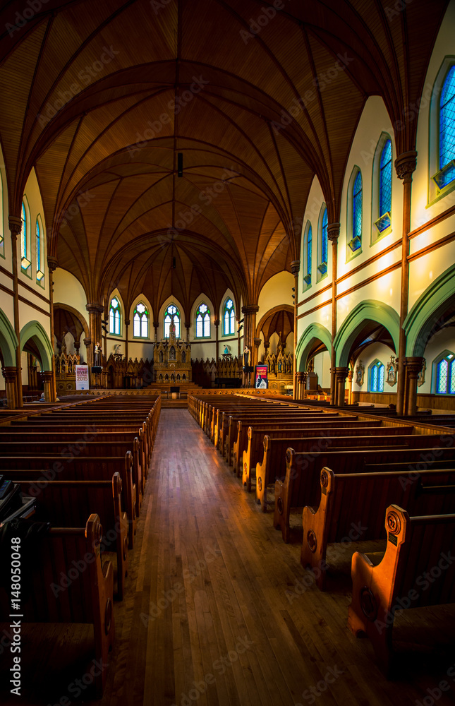 wooden interior of Church 