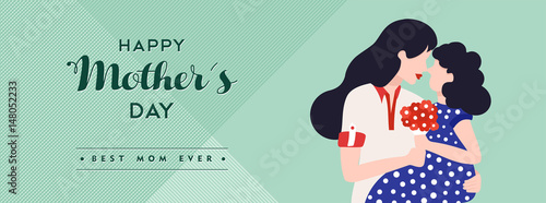 Happy mothers day child family banner illustration