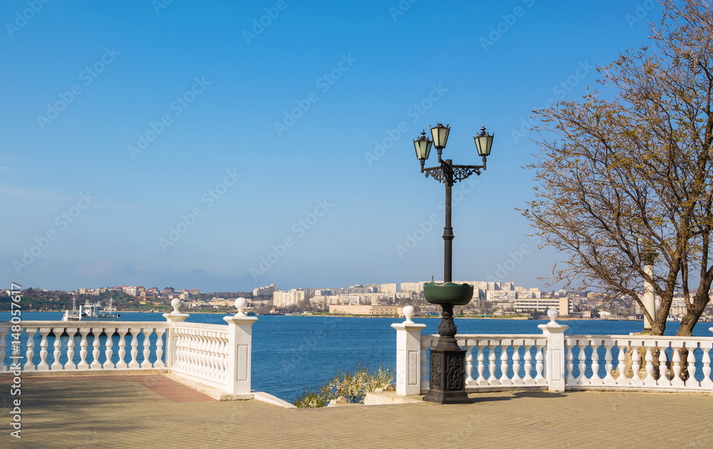 Lantern on the spring embankment of Sevastopol