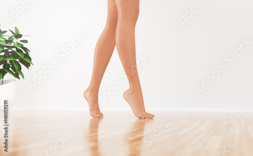 Gambe di donna bianche in punta dei piedi, 3d photo