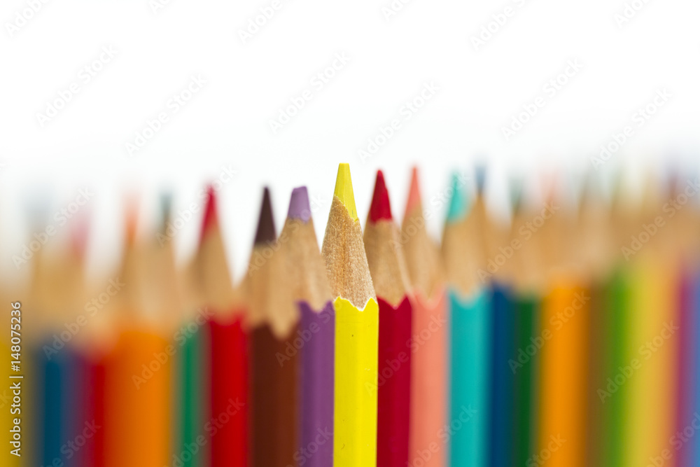 color pencils, small depth of sharpness, only yellow pencil in focus color pencils, small depth of sharpness, only yellow pencil in focus