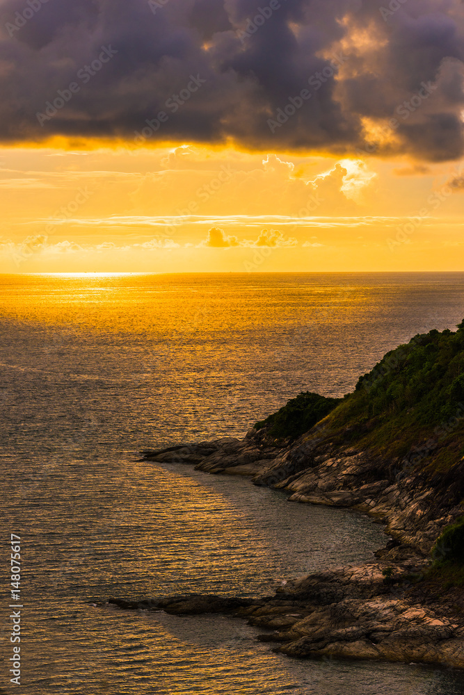Sunset view beautiful Promthep Cape Phuket Thailand