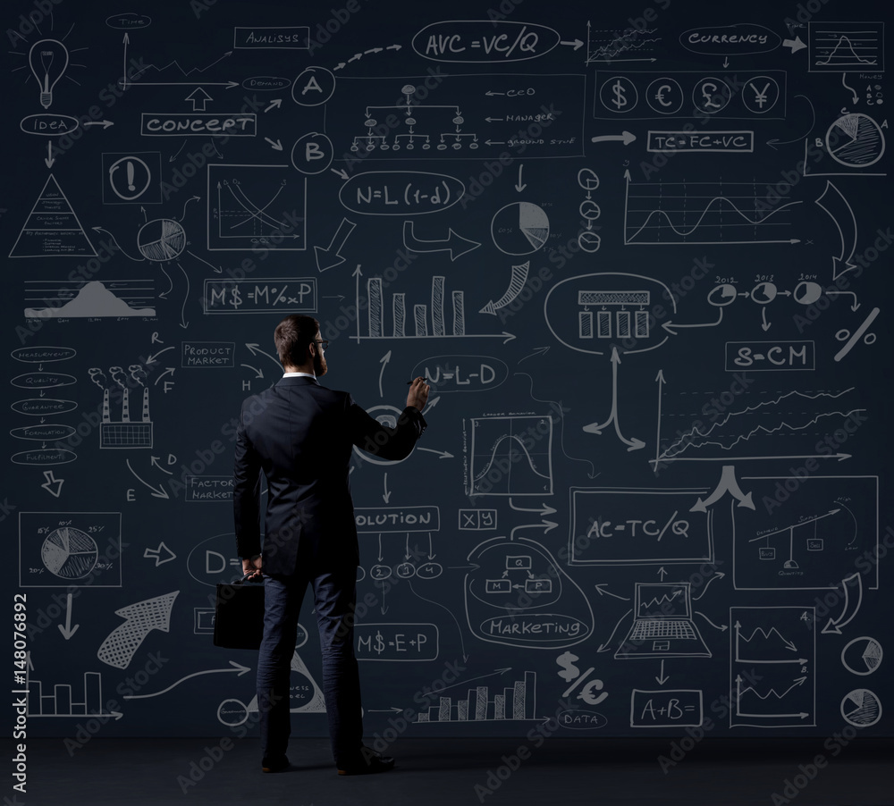 Businessman with briefcase. Schematic background. Business and office, concept. Businessman with briefcase. Schematic background. Business and office, concept.
