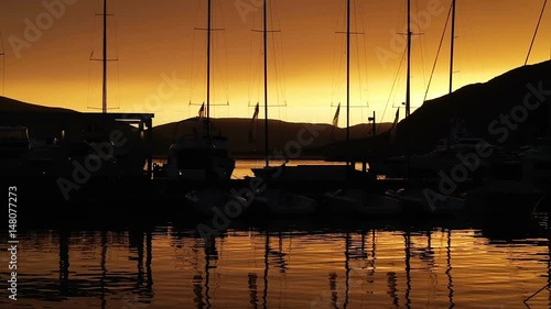 Sunset of the yacht marine