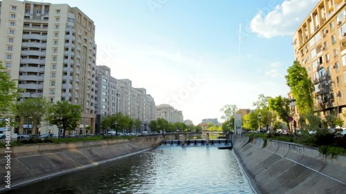 Wallpaper Mural Beautiful View to the Street in Bucharest, the Capital of Romania with River and Bridge Torontodigital.ca