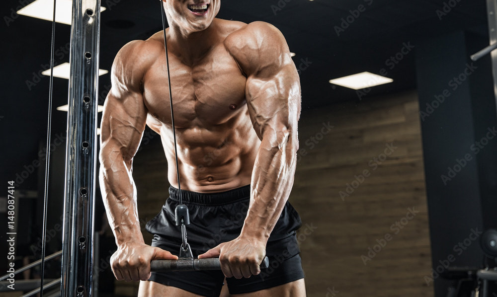 Handsome Strong Athletic Men Pumping Up Biceps Muscles Workout Fitness And  Bodybuilding Concept Background Muscular Bodybuilder Fitness Men Doing Arms  Exercises In Gym Naked Torso Stock Photo - Download Image Now - iStock