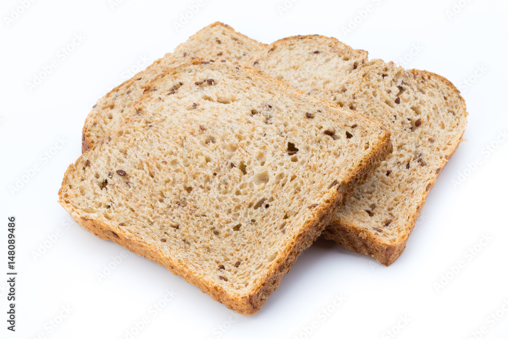 Slices of rye bread isolated on white background. Slices of rye bread isolated on white background.