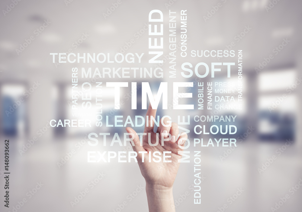 Concept of modern business with palm choocing on of keywords for Concept of modern business with palm choocing on of keywords for