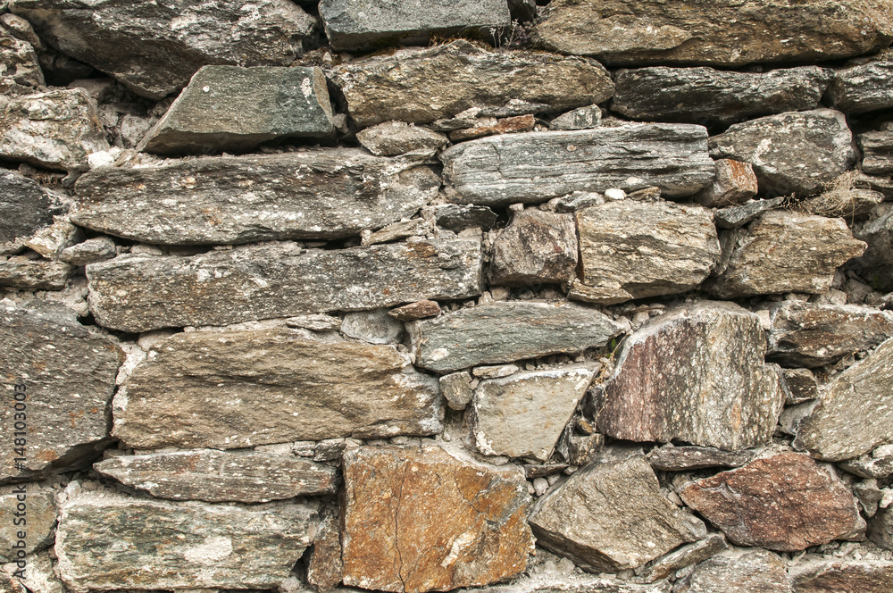 Old ancient stone wall of medieval fortress closeup as background Old ancient stone wall of medieval fortress closeup as background