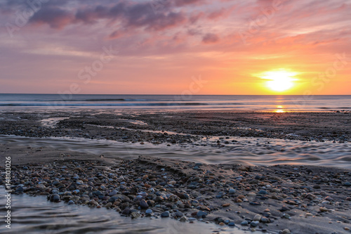 Sunrise at Sandsend beach  photo