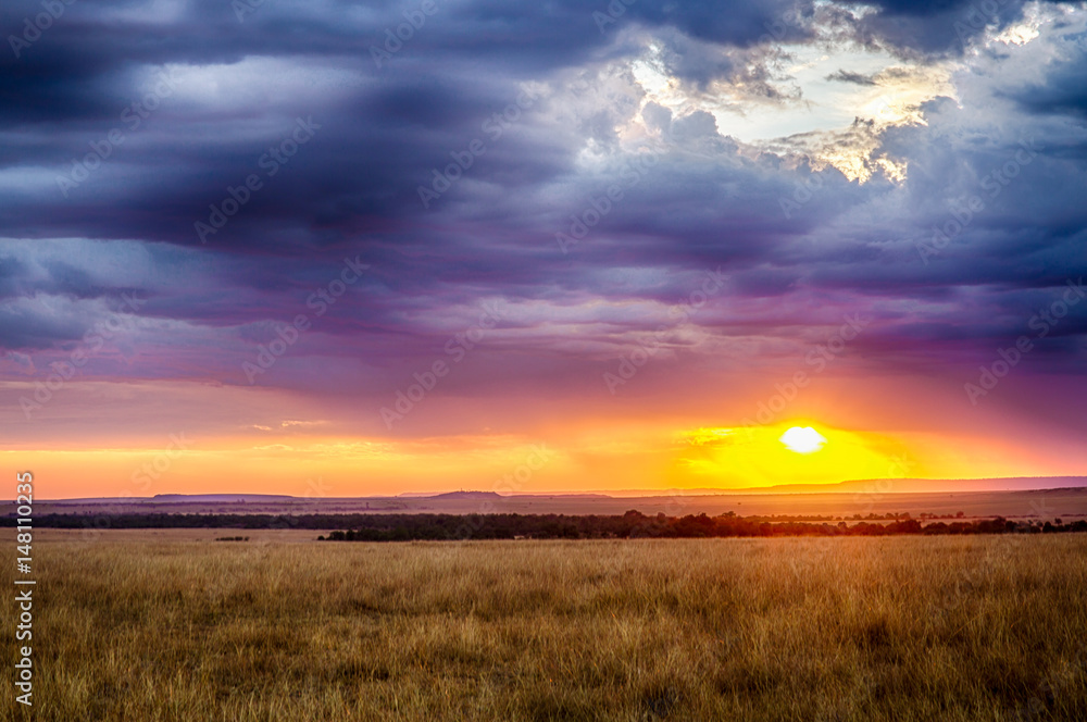 Sunset in the Masai Mara, Kenya