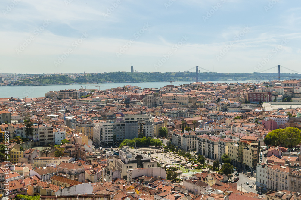 Panorama on Lisbon city with old architecture