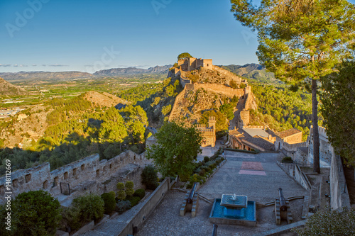 Fountain in Xativa Castle of Spain at Sunset photo