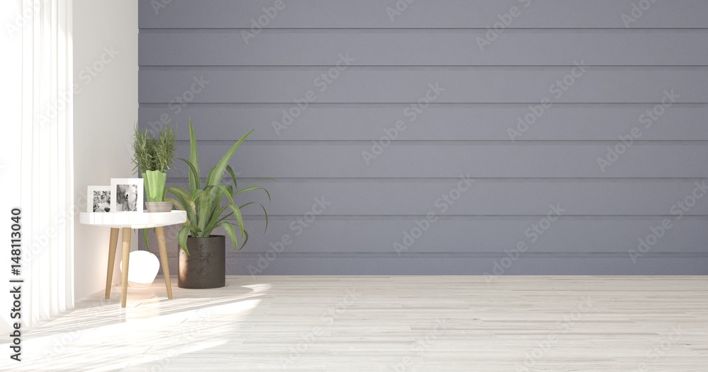 White empty room. Scandinavian interior design. 3D illustration White empty room. Scandinavian interior design. 3D illustration