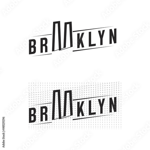 Logo of the Brooklyn bridge. Silhouette of the bridge in the font.
