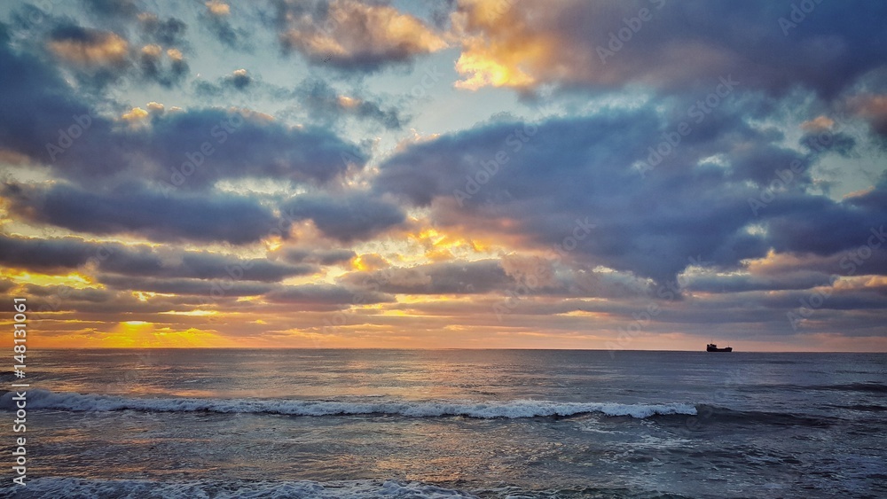 Sea sunrise and beautiful sky cloudscape