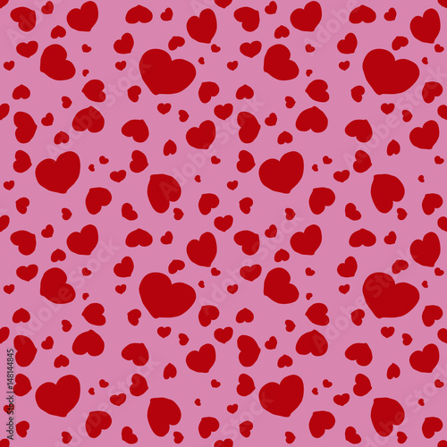 Seamless vector pattern of irregular heart shapes on separated background.