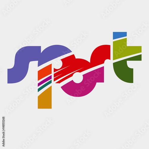 'Sport' text, colored variant. Modern, playful and dynamic vector design.