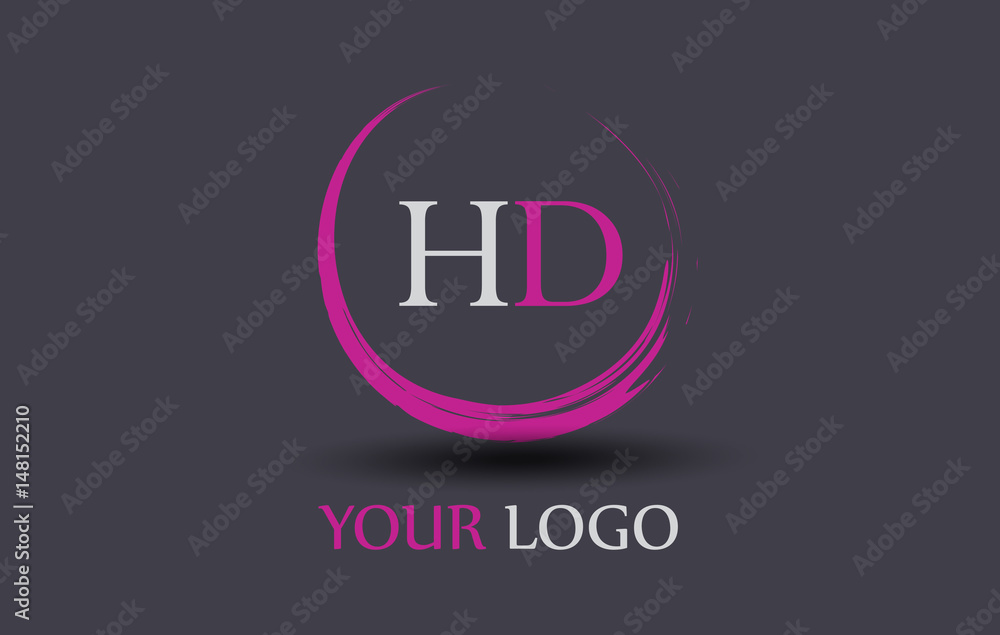 HD Letter Logo Circular Purple Splash Brush Concept. HD Letter Logo Circular Purple Splash Brush Concept.