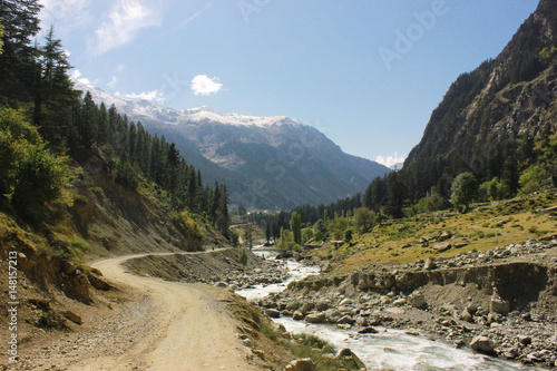 Beautiful track in the mountains with blue skys