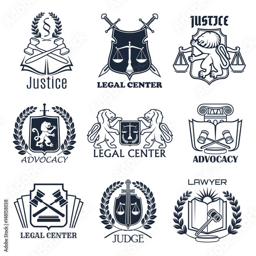 Law firm, lawyer office, legal center icon design