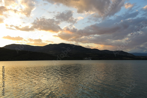 Sunset at the Terradets reservoir, Catalan Pyrenees, Spain